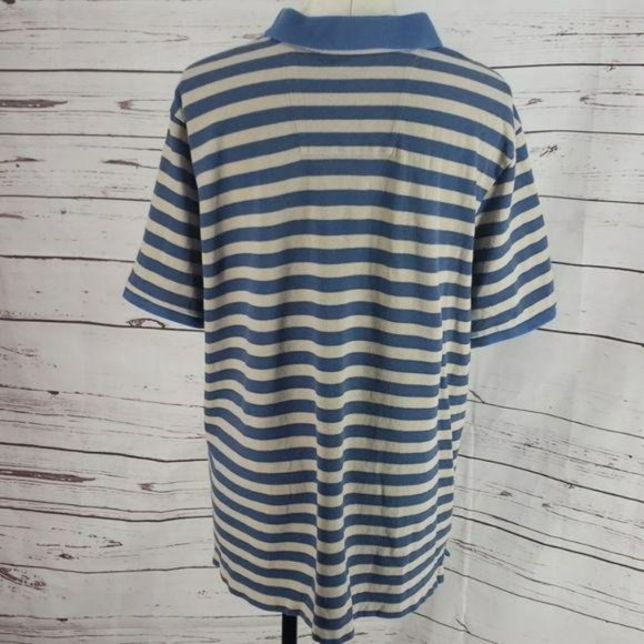 PBX‎ Basics Men's Blue & Tan Striped Polo Shirt Size Large - Picture 4 of 7